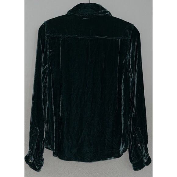 Birds Of Paradis By Trovata Velvet Shirt Women S Green Silk Blend Whimsigoth - Picture 2 of 9